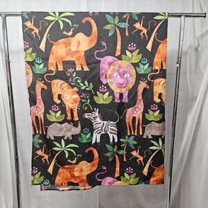 Black Orange African Animal Shower Curtain Elephant Zebra Jungle Safari